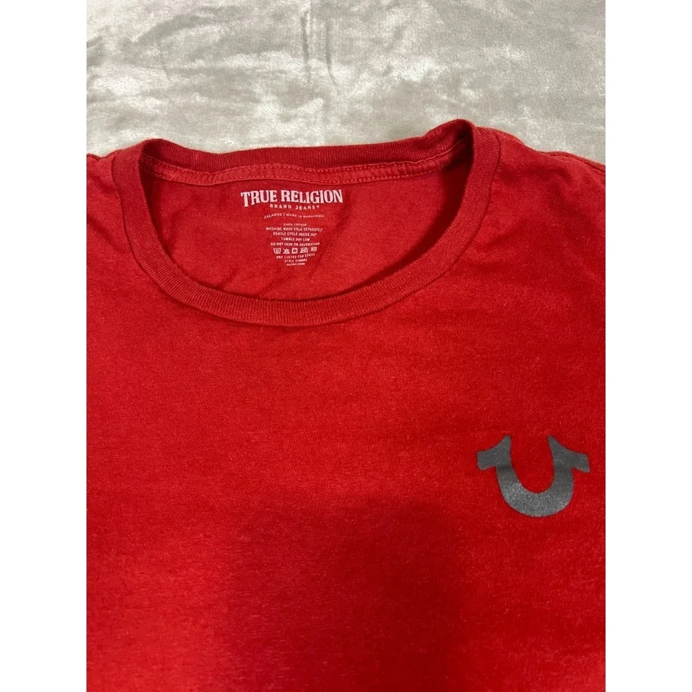 True Religion Shirt Mens 2XL Red Graphic Short Sleeve Crewneck Cotton Blend